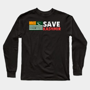 Save Kashmir - Azaad Kashmir Distressed Vintage Flag Long Sleeve T-Shirt